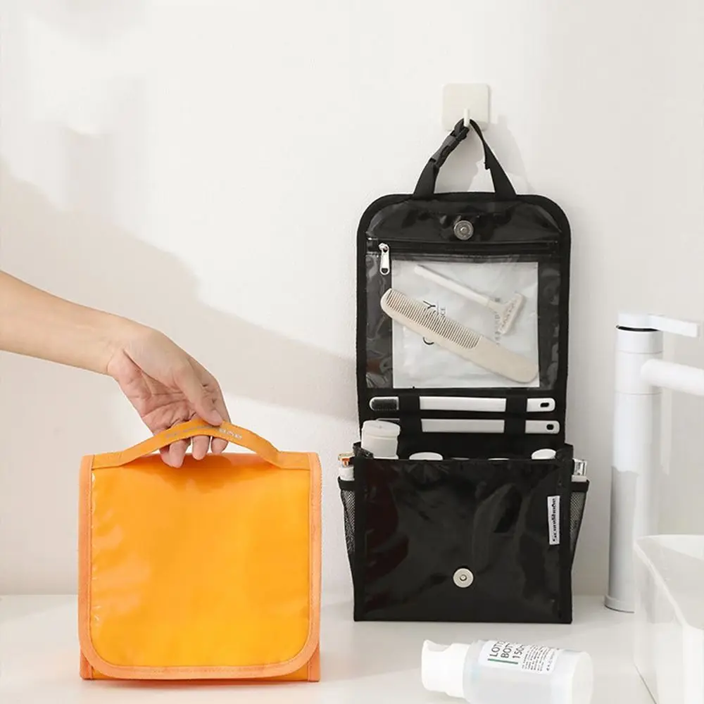 

Водонепроницаемая складная сумка для туалетных принадлежностей с ручкой, портативный чехол для хранения косметики с несколькими отделениями, подвесной ремень, визуализирующий карман