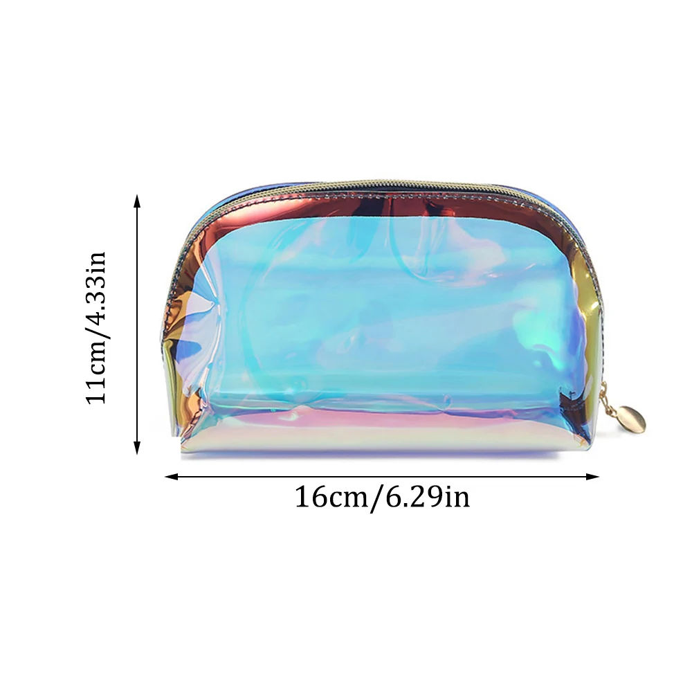 Laser Cosmetic Bag Ins Style Korean Cosmetics Semicircle Travel Buggy Bag Portable Dumpling Shaped Transparent Wash Bag