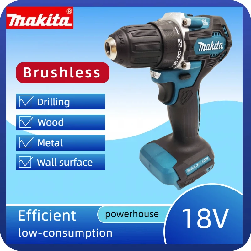 Makita DDF487 10mm Brushless Impact Driver Drill 18V, Rechargeable High Torque Hand Drill for Fastening and Drilling