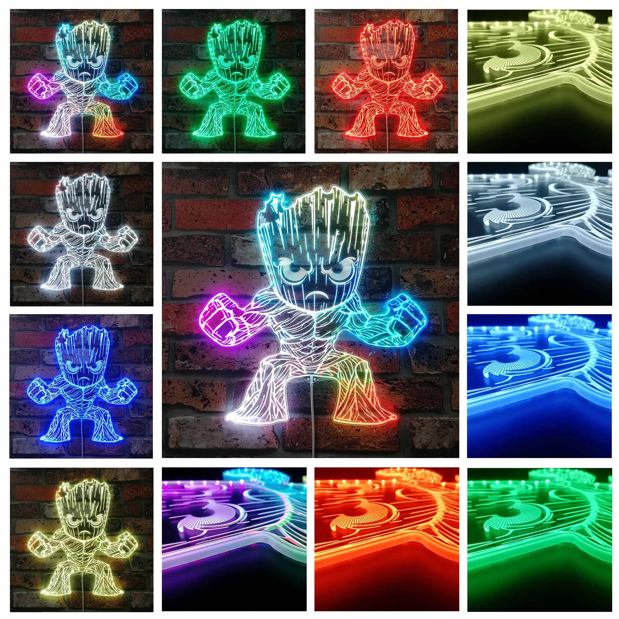 Groot Dynamic Edge RGB LED Light Sign, Game Room Decor, Gaming Night Light