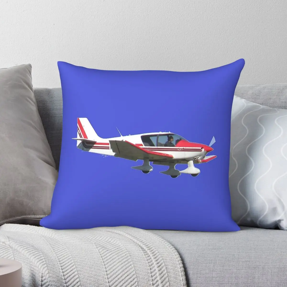 Robin Dr400 Funda de almohada cuadrada de madera con diseño de monoplano, poliéster, lino, terciopelo, estampada, con cremallera, decorativa, funda para coche, 45x45