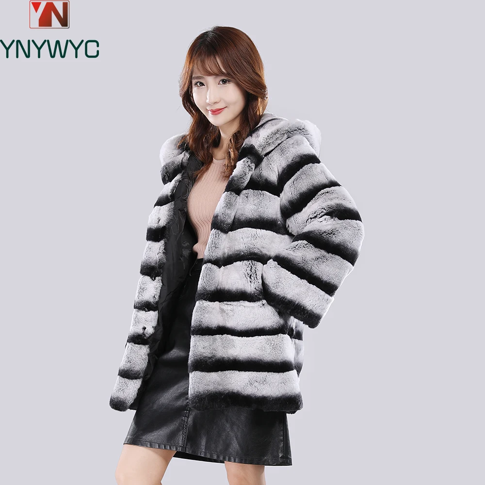 

New Women Winter Warm Russian Lady 100% Natural Rex Rabbit Fur Hooded Coats Real Rex Rabbit Fur Jackets Hot Genuine Fur Overcoat