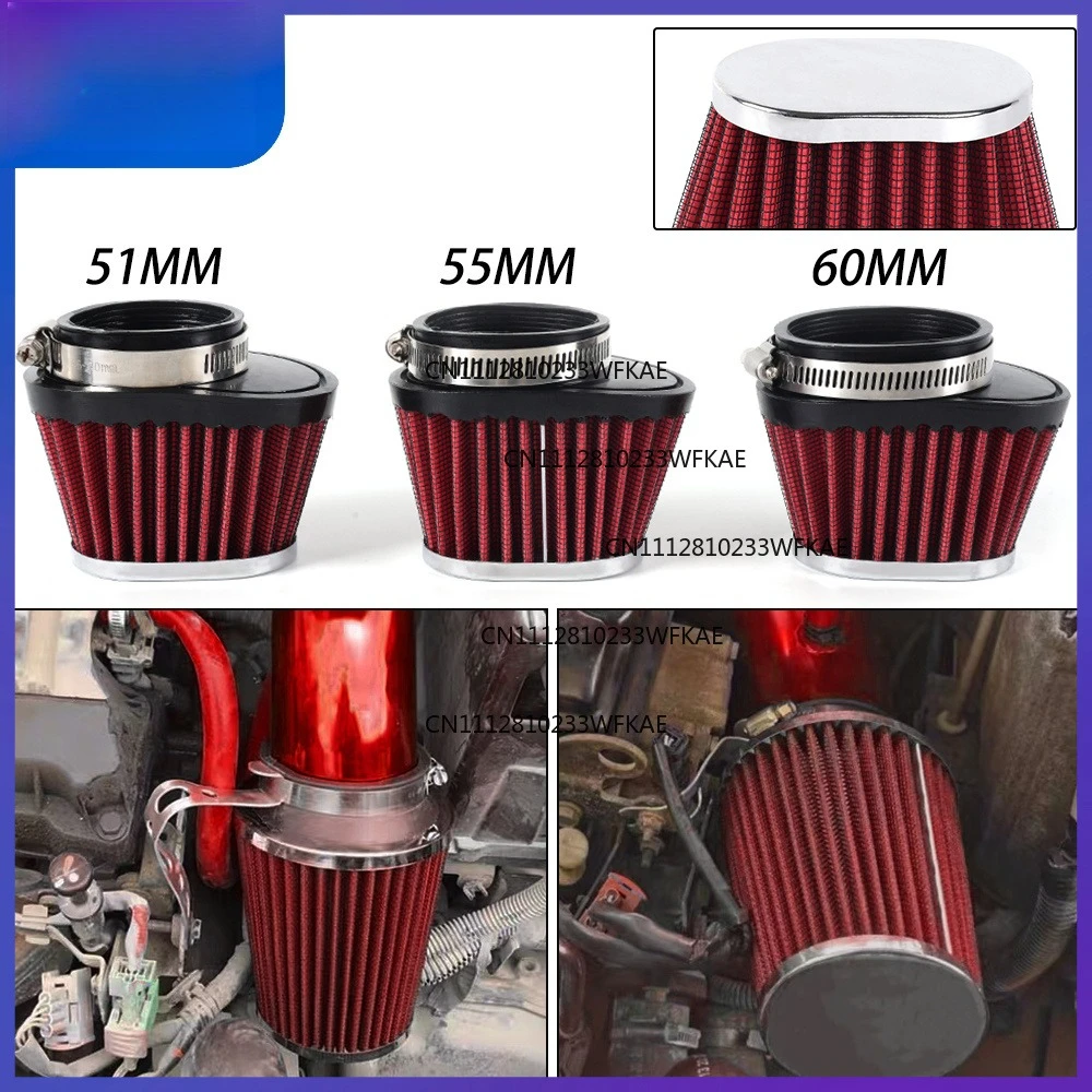 Universal Air Filter Cleaner Oval/Round/Cone Clamp 51/55/60 mm Suitable for Motorcycles OFI100 and others