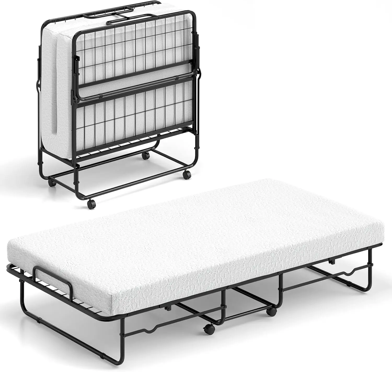 

Comfortable sleeping camp folding bed with strong metal frame and memory foam mattress, suitable for adults75 inches x 38 inches