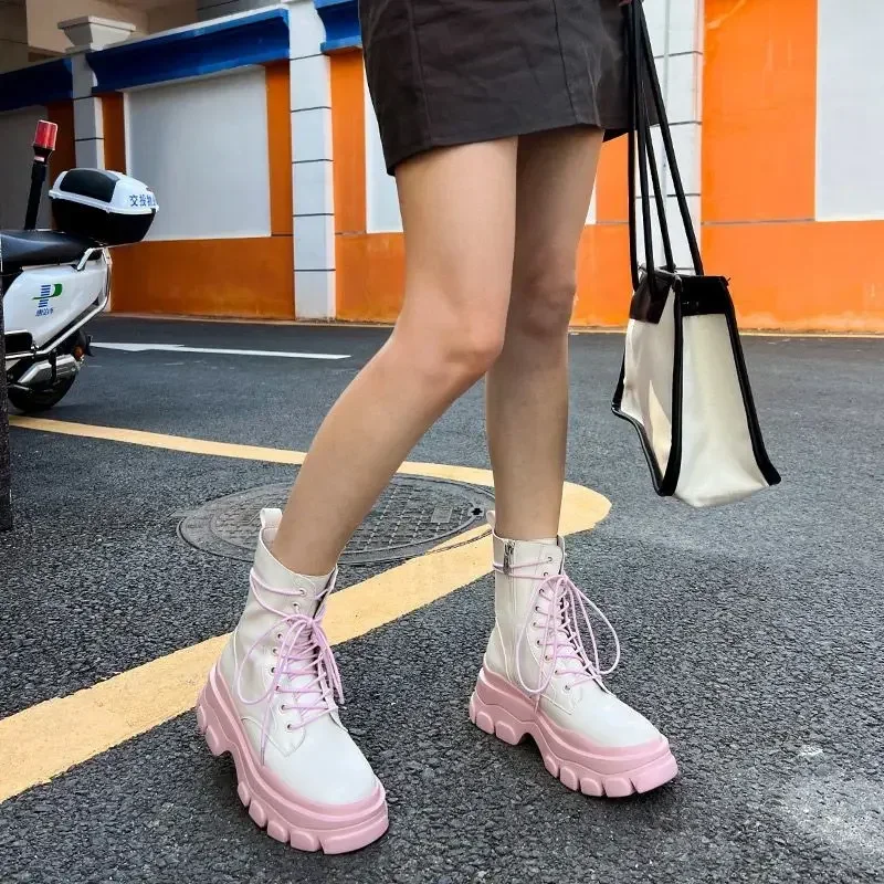 Woman Short Shoes Cute Kawaii Platform Ankle Boots for Women Chunky Booties New In Autumn Y2k Chic and Elegant Hot On Promotion