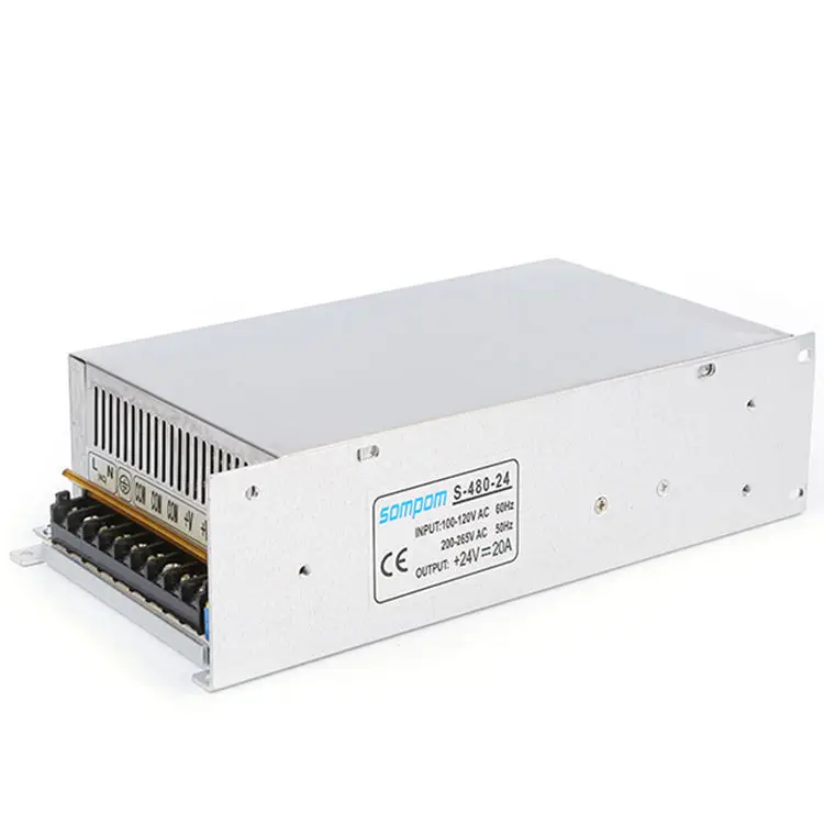 LED Switching Power Supply With Cooling Fan  S-480-24 Output 24V 20A DC 480W Lighting Transformer Power Adapter