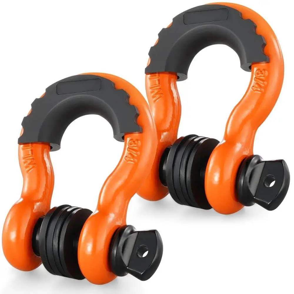 

3/4" D-Ring Shackle, 2 Pack Alloy Steel Shackles 62832 lbs (28.5 Ton) Break Strength with 7/8" Screw Pin, Isolators & Washers,