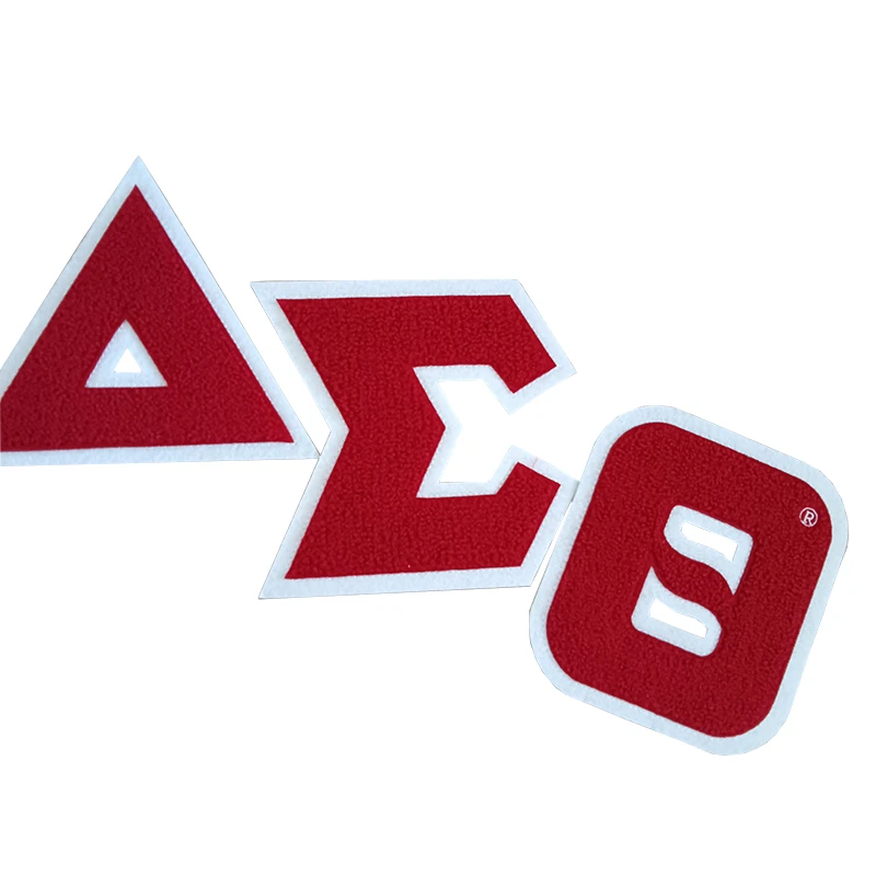 Chenille刺繍入り鉄パッチ女性用セーター、内物、デルタ、タフタ、グレーの文字、すべて赤と黒