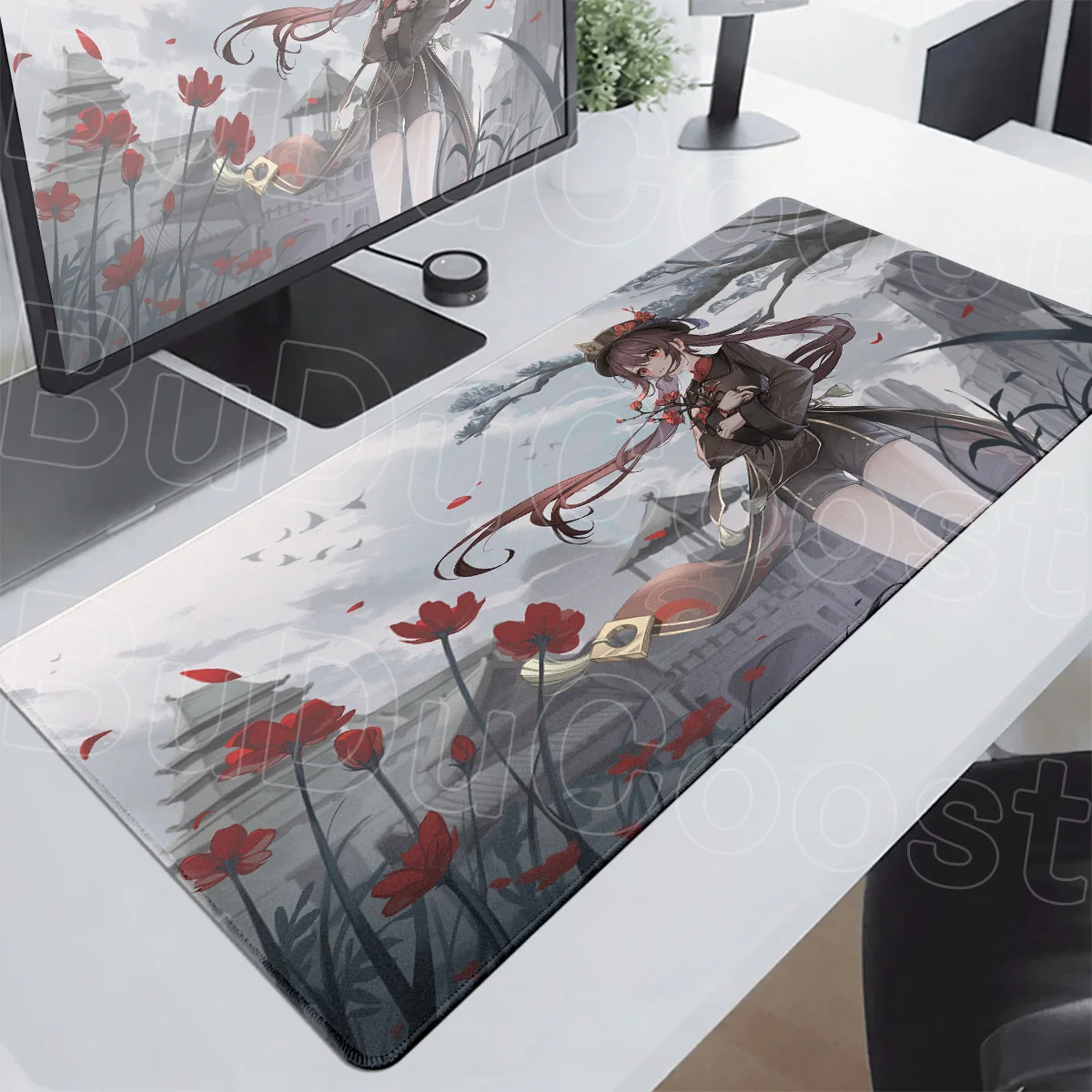 Genshin Impact Hu Tao Mouse Pad 90x40cm Laptop Gaming Office Anime Carpet XXL Rubber Anti-slip Base Deskmat Keyboard Accessories view 3