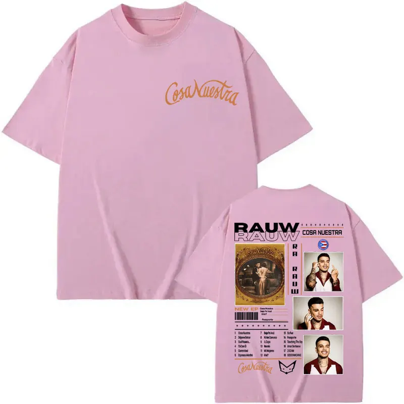 Rapper Rauw Alejandro Cosa Nuestra Merch T Shirt Men Women Clothing Fashion Hip Hop T-shirt Summer High Quality Cotton T-shirts