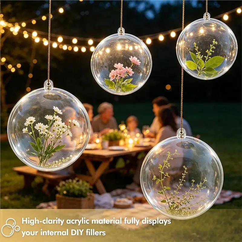 ALIM-Clear Fillable Plastic Ornament Balls 30Pcs DIY Christmas Holiday Decor Spheres (60Mm)