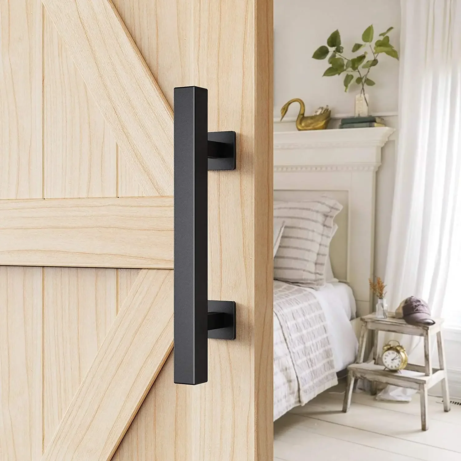 Sliding Barn Door Handle Pull Cabinet Flush Hardware Set Pull Handle Wood Door Handle Black Interior Door Hardware 30cm Long