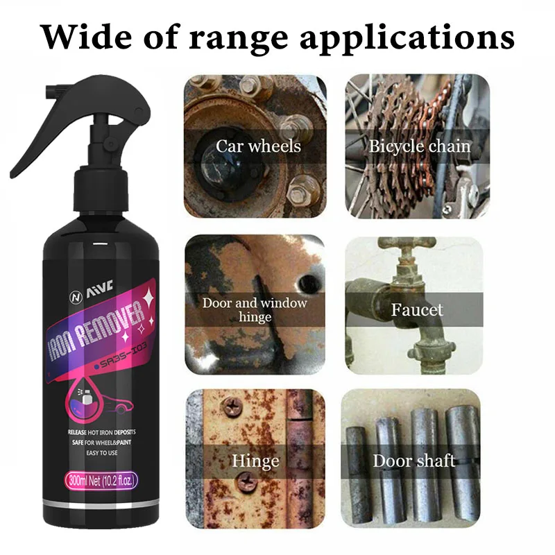 Iron Remover Aivc Deep Clean For Car Paint Rim Auto Wheel Rust Prevention Spray Paint Care Brake Cleaner Household Accessories