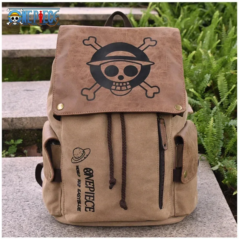 New One Piece Anime Peripheral Backpack Shoulder Bag Primary and Secondary School Students Canvas School Bag Kids Holiday Gift