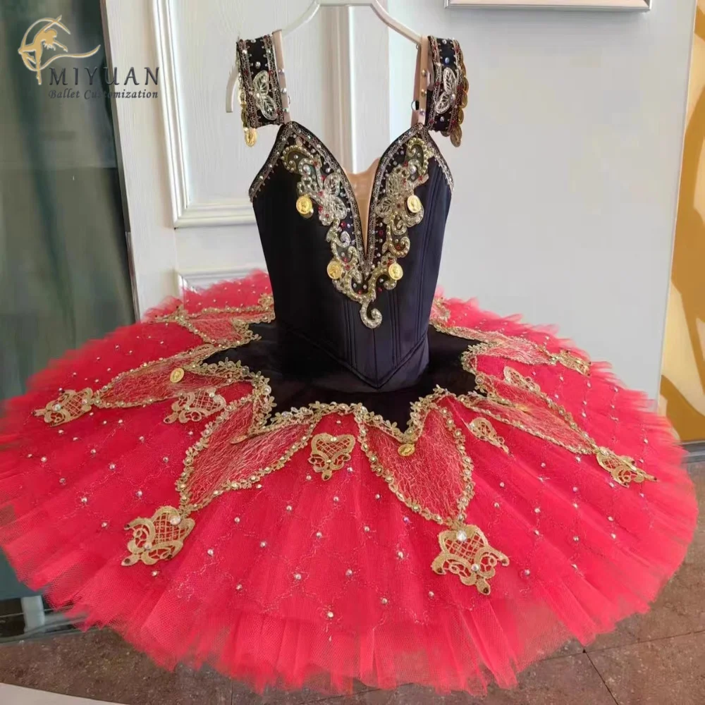 2023 Professional red Esmeralda plate skirt tutu adult children's costume tailored for girls' performance competition clothing