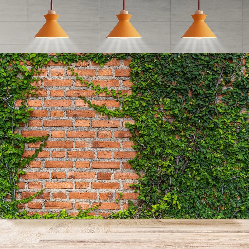 Red Brick Wall Ivy Photography Backdrop Climbing Plant Old House Wall Poster Background Home Party Backdrop Wall Banner Decor