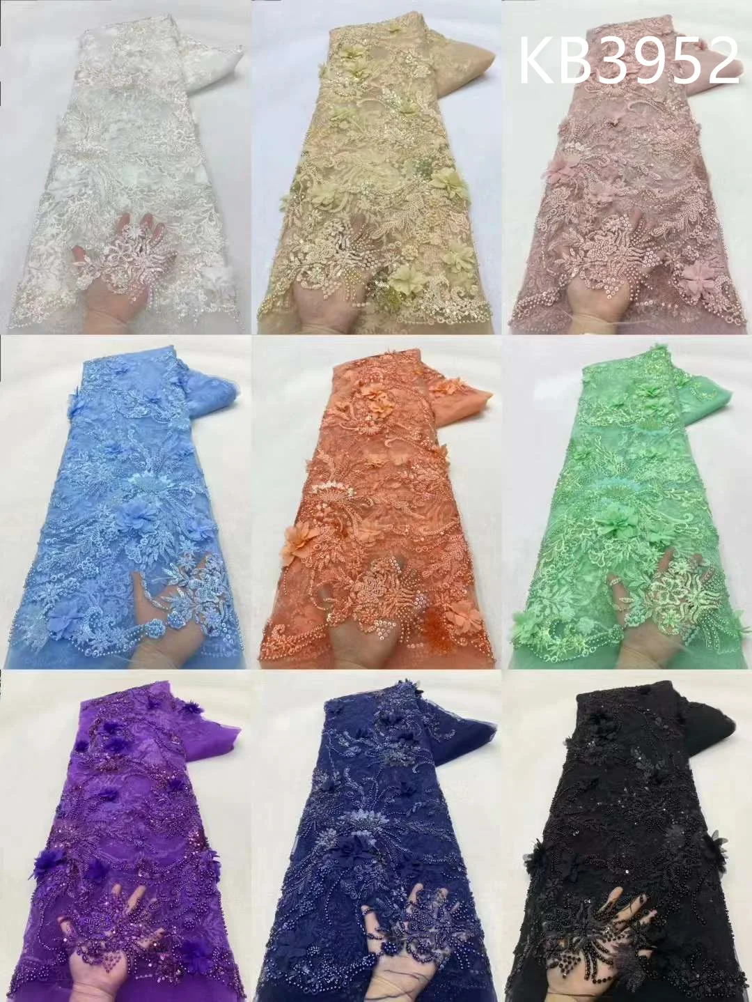 Champagne Gold Beaded Lace Fabric Mint Green Africa Lace Fabric High Quality 2024 Wedding Beads Lace Fabric For Sewing KB3952