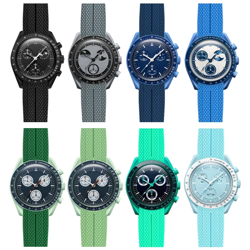 20 مللي متر نهاية منحنية ل أوميغا X سواتش المشتركة MoonSwatch كوكب حزام ساعة اليد ساماستر 300 رولكس حزام الساعات المطاط معصمه سوار