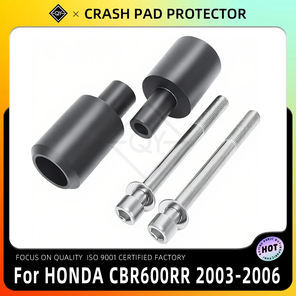 Lqyl motocicleta preto carbono sem corte quadro sliders acidente caindo proteção para honda cbr600rr cbr600 rr cbr 2003 2004 2005 2006