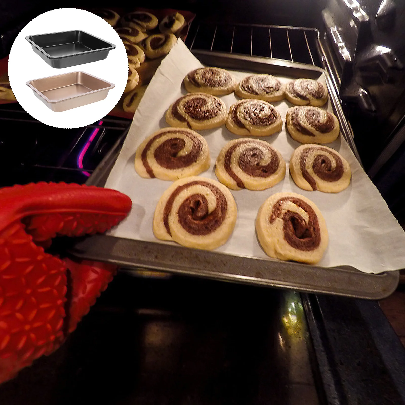 

2pcs Carbon Steel Baking Plates Cake Toast Pans Stain Resistant Dishwasher Safe Cake Baking Tray Food Plate For Home