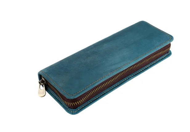

Large Capacity Cowhide Pen Case Zippered Pencil Box Retro Style Creative Writing Tool Organizer Pencil Boxes