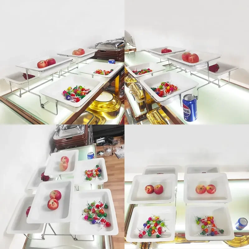 Modern Simple 3 Tier Serving Stand with Porcelain Trays Collapsible Sturdier Rack Birthday Party Wedding Cake Display Plate