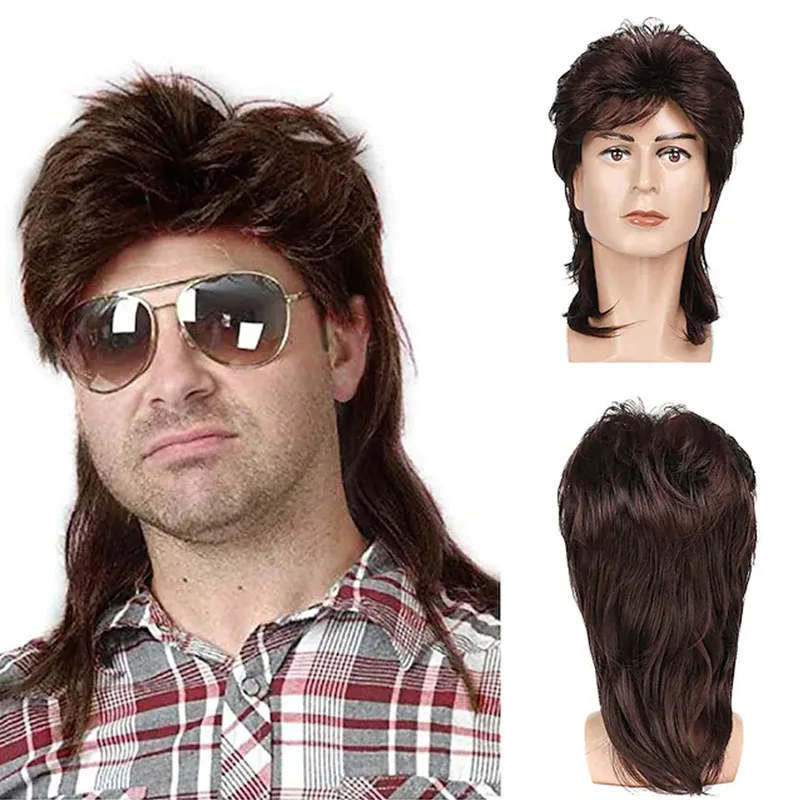 

Classic Men's Mullet Wig '70s and' 80s Nostalgic Party Cosplay Synthetic Heat-Resistant Wig Novice Friendly and Easy to Wear