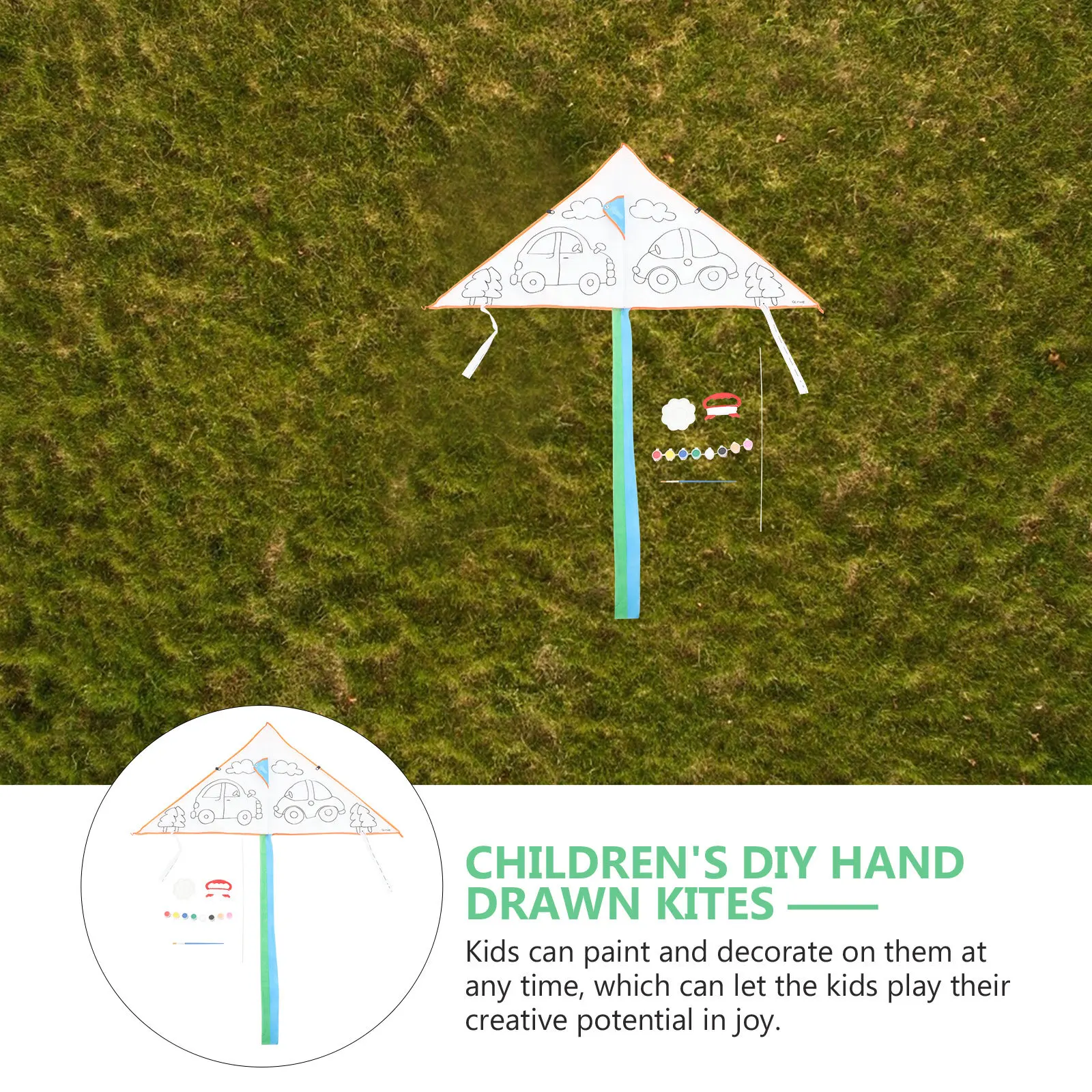 

2 Sets DIY Hand Painted Kite Blank for Educational Graffiti Parent-child Kids Gifts