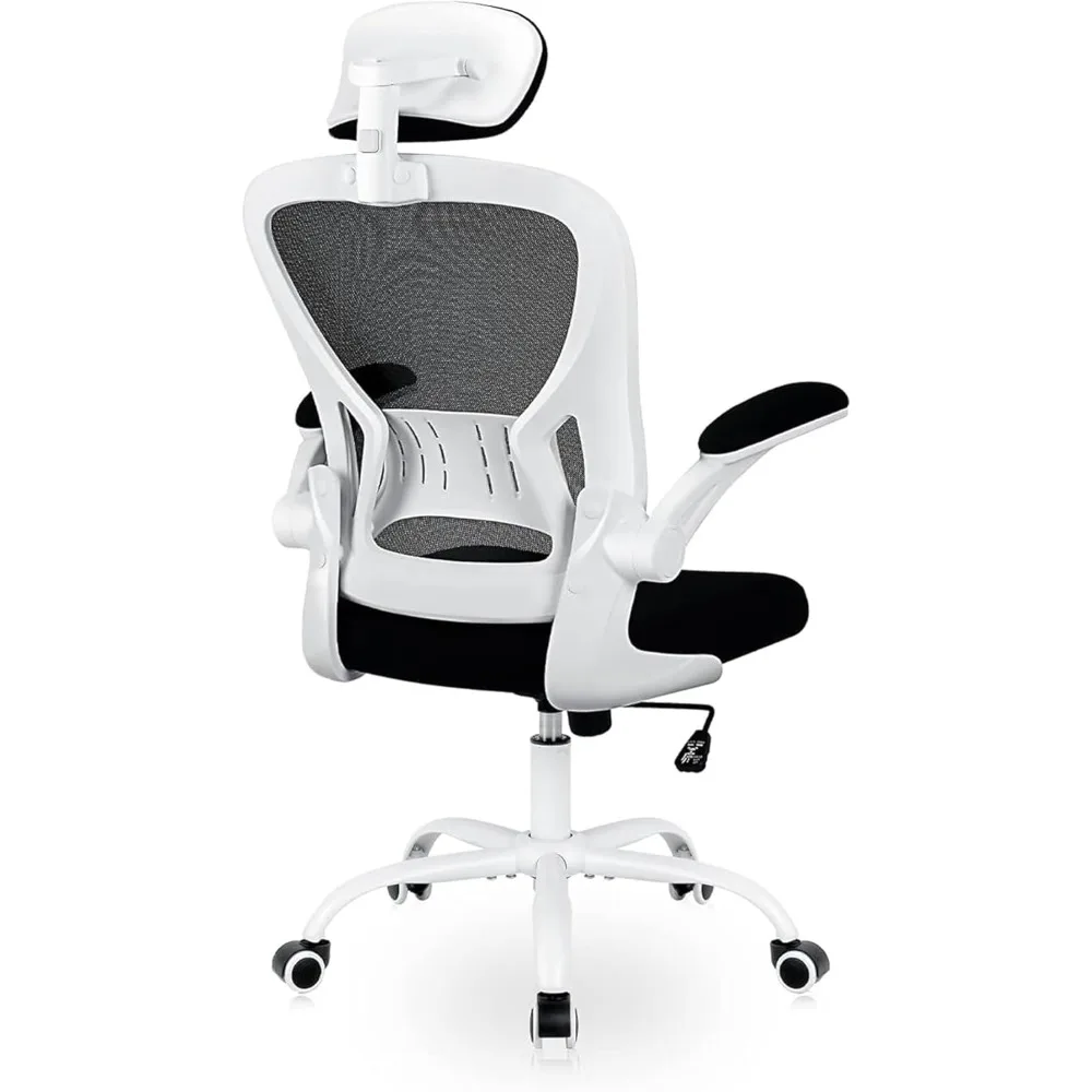 كرسي مكتب مريح، كرسي مكتب مريح، ارتفاع قابل للتعديل مع عجلات، دعم قطني شبكي دوار للكمبيوتر المنزلي والمكتب