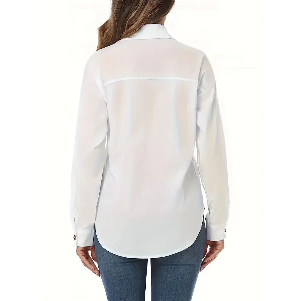 Plus Größe 1XL-5XL Neue frauen Mode Langarm Taste Bluse Casual Hemd Bluse Mode Langarm Top Lose hemd