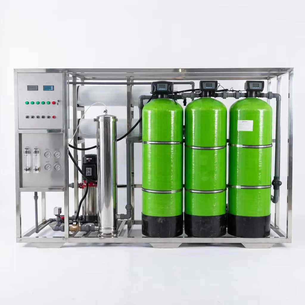 2000LPH Industrial RO Water Treatment Equipment 3 Tanks Pre-filtration System Purifier Plant for Pure Drinking Water Filter
