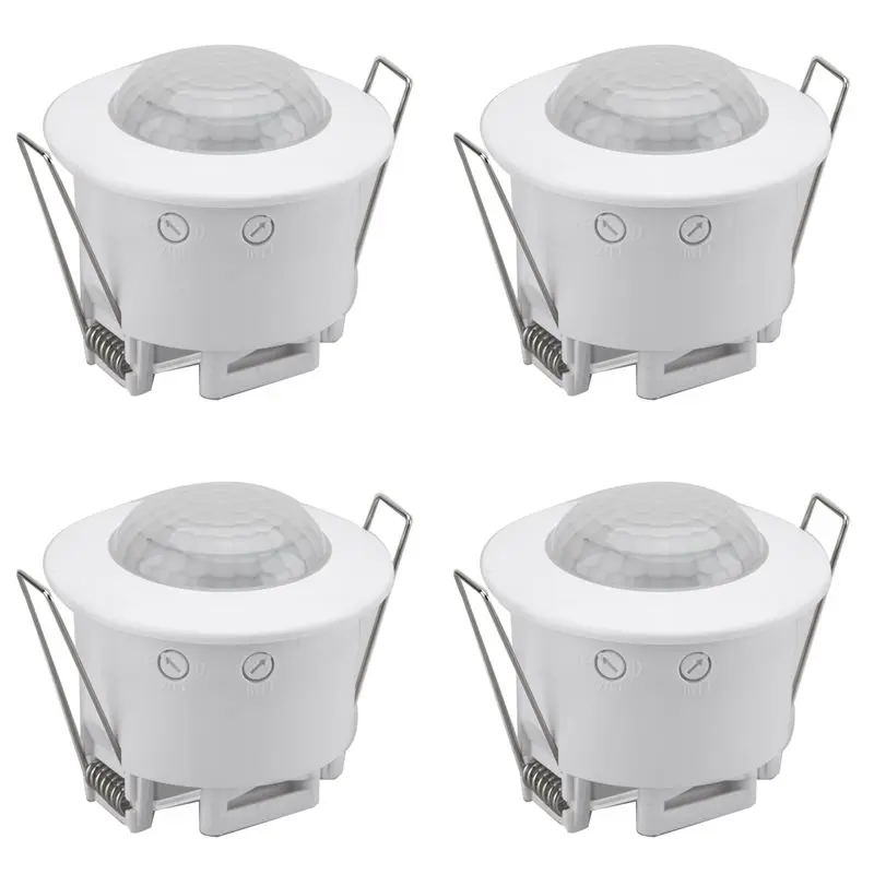 

【BRILLIANT 】4X Ceiling Recessed PIR Motion Sensor Infrared Adjustable Detector For Corridor Warehouse Stairs Porch Lamp Switch
