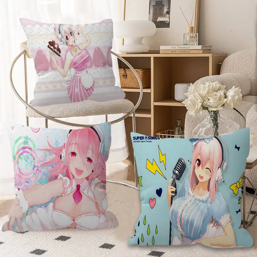 Super Sonico Manga Anime Pillowcase toon Gift Cushion Cover Bedroom Home Sofa Chair Seat Decor pillow case