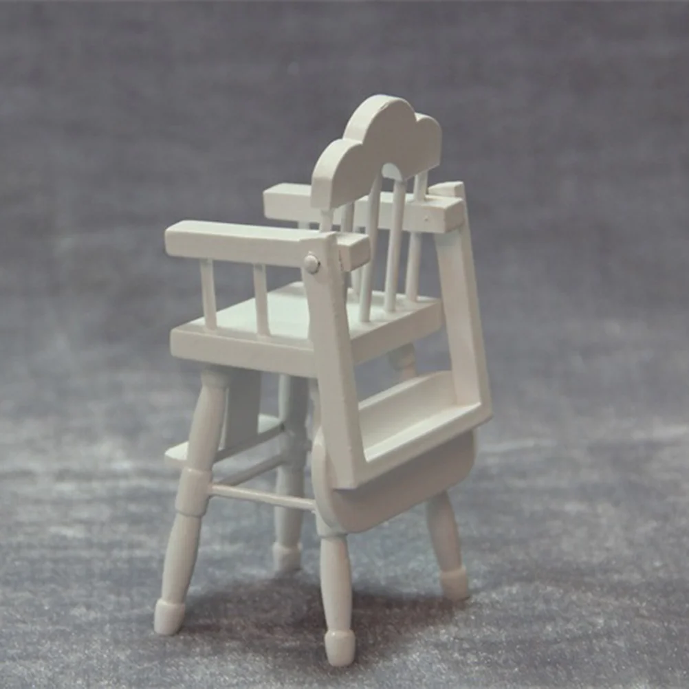 1:12 Dollhouse Wooden Miniature Kid Furniture Feeding Highchair Baby Dining Chair Furniture Model Play House Toys