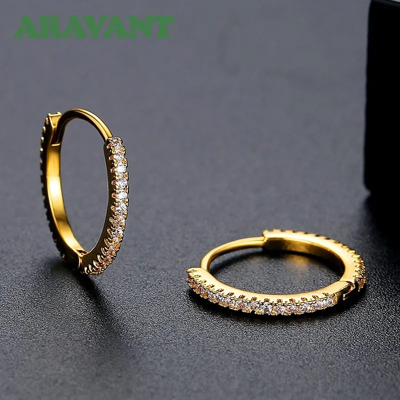 ARAVANT 925 Silber Einfache Roségold-Zirkon-Creolen für Damen und Mädchen, Partyschmuck – Detail 3