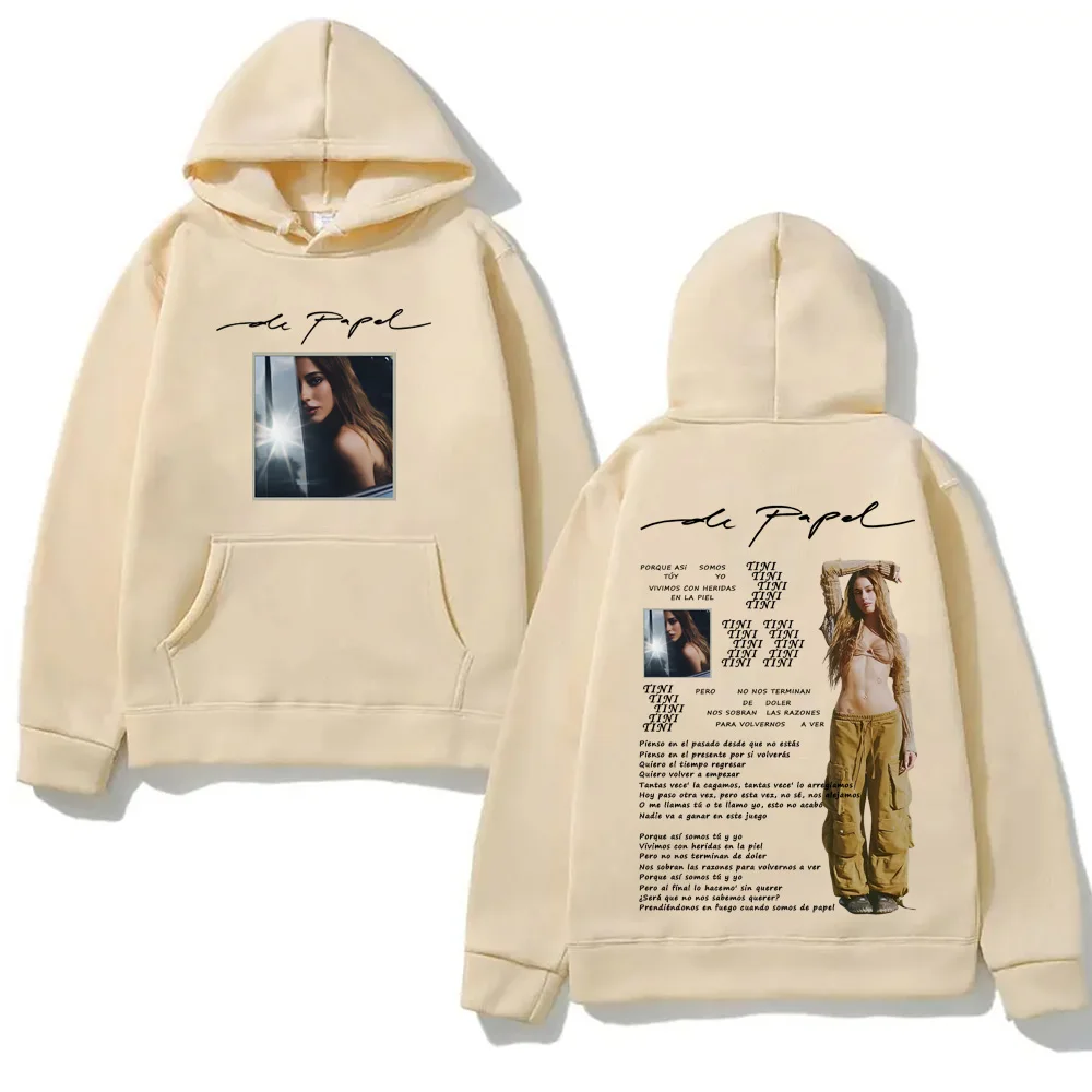 TINI -De Papel เสื้อฮู้ดพิมพ์ลายกราฟิกขนแกะเสื้อสเวตเตอร์แขนยาวสไตล์นักร้องเสื้อผ้า SudaderasPullovers