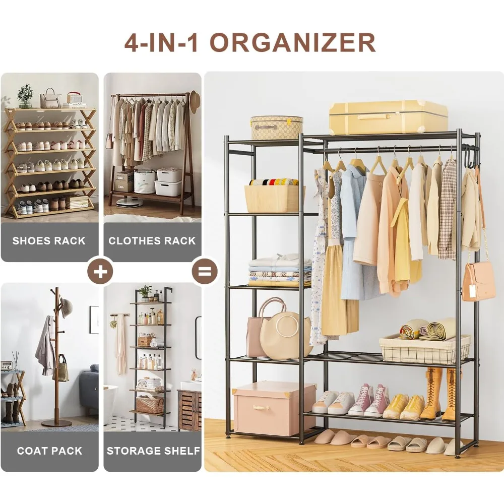 Портативный подвесной органайзер для одежды с 4-уровневой системой хранения для шкафов и шкафов