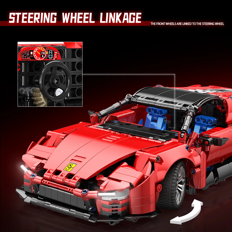 New Technical Ferrareed Sp3 Super Sports Car Building Blocks Racing Car City Speed Famous Vehicle Bricks Model Toys Kid Gift