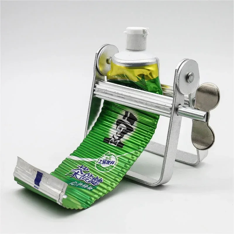 Stainless Steel Silver Toothpaste Squeezer Plastic Hand Cream Sauce Toothpaste Extruder Bathroom Toothbrush Rack Dispenser