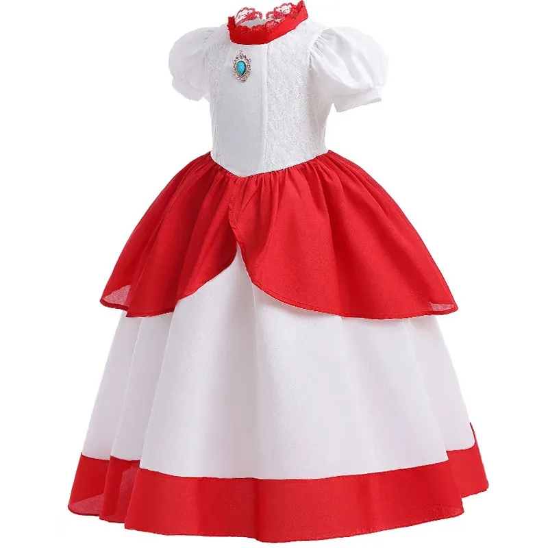 Girl Rosalina Peach Princess Dress For Kids Halloween Pink Disguise Daisy Cosplay Clothing Birthday Vestido Halloween Carnival