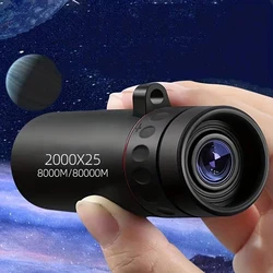 Telescopio Monocular Hd con enfoque de zoom, Binocular de película verde, alcance óptico para turismo y caza al aire libre, 2000x25