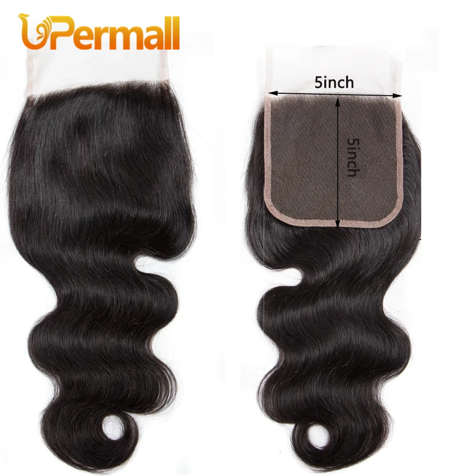 

Upermall 5X5 6X6 7X7 Pre Plucked Swiss Lace Closure Straight Body Wave Transparent Can Be Bleached Brazilian Human Hair On Sale