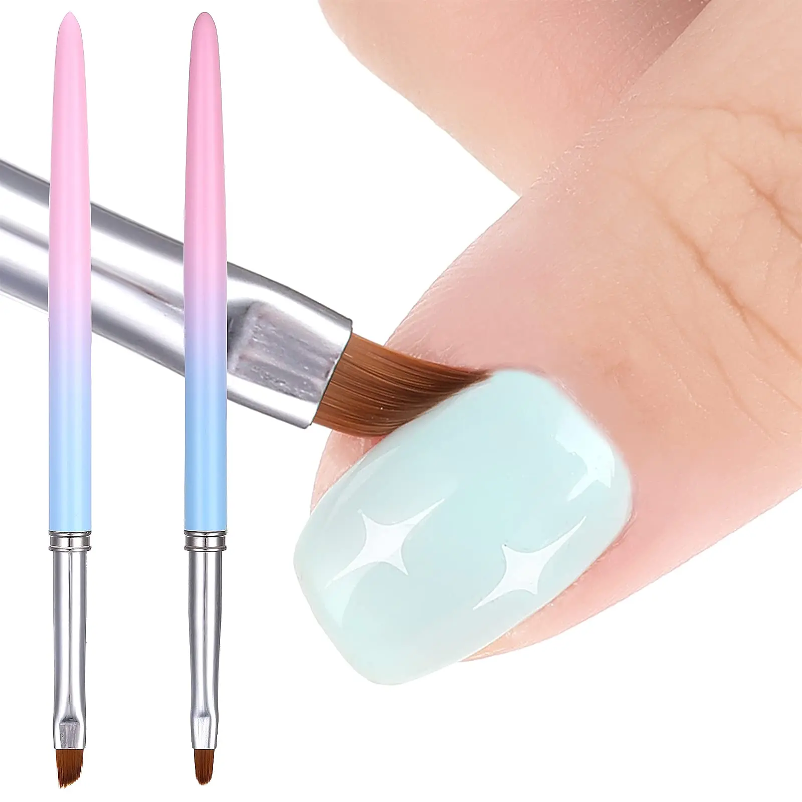 

Round & Angled Nail Art Brushes Nail Polish Clean Up Brush for Cleaning Fingernails, Nail Painting Brushes for Nail Art Design