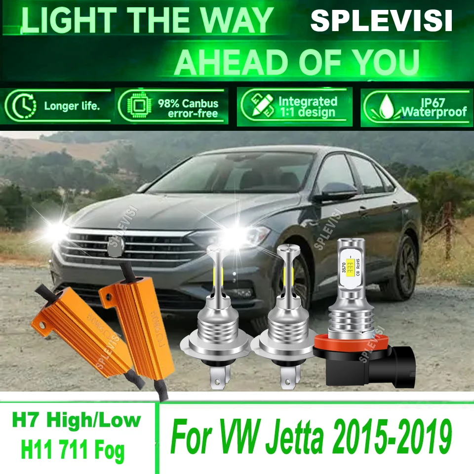

9-16v H7 H11 LED 6000K Headlight Fog Light no external drives and wires easy to install For VW Jetta 2015 2016 2017 2018 2019