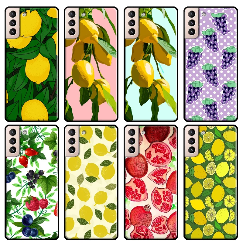 Summer fruit lemon peach pomegranate grapes Soft Case For Samsung Galaxy S21 Ultra Note 20 Note 10 S8 S9 S10 Plus S20 FE Cover