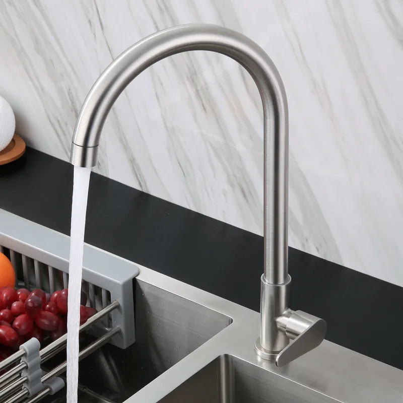 

1PC 304 Stainless Steel 360 Degree Rotating Kitchen Faucet Swivel Single Cold Single Handle Tap