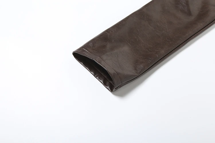 Nibber Hottie Crop Jacke Frauen Rollkragen Pu Unregelmäßige Zip Taste Volle Hülse Wilden Sexy Straße Mitternacht Herbst Hipster Mantel – Detail 16