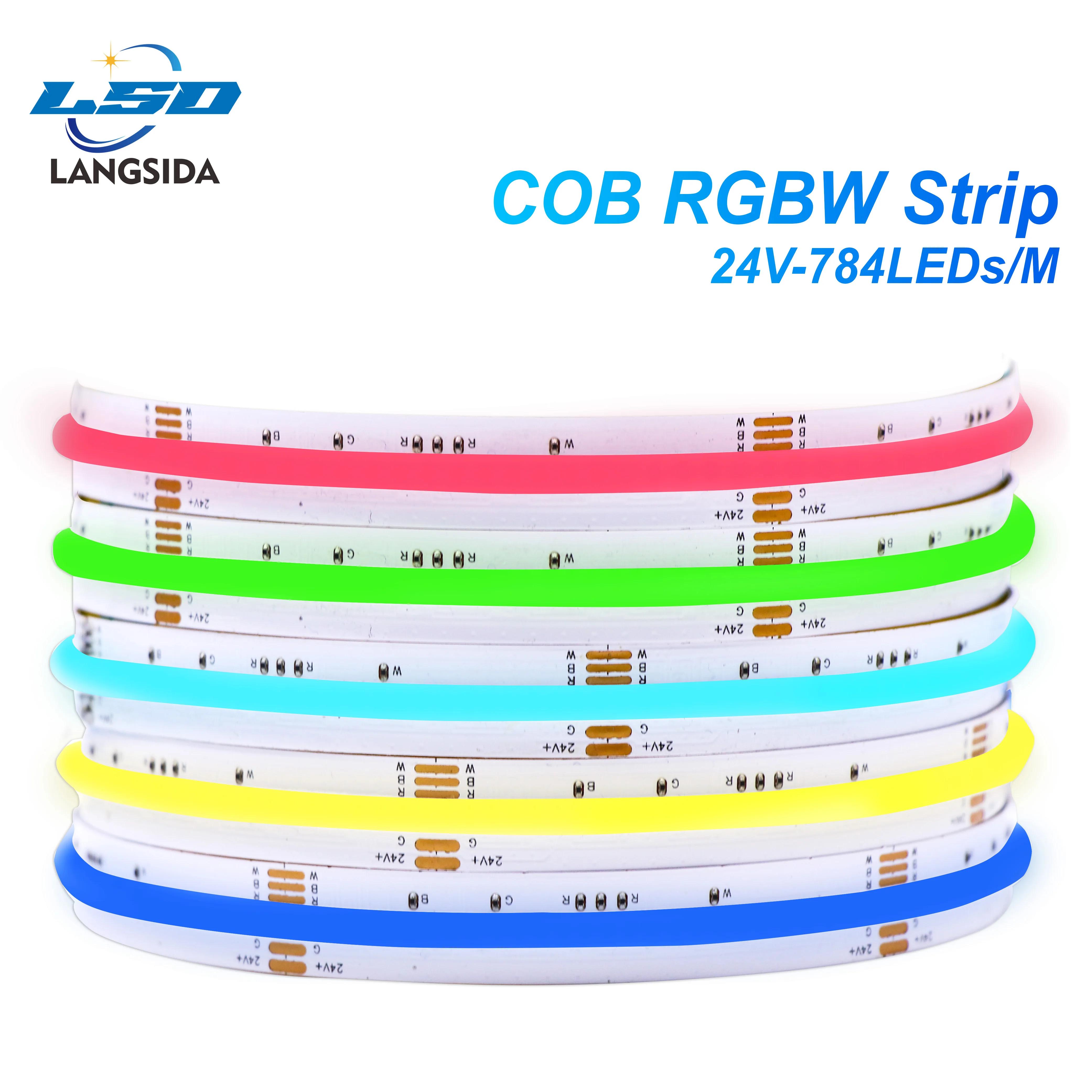 

Colorful COB LED Strip RGB RGBW RGBWW 784LEDs/M Light High Density Flexible COB LED Tape Light Dimmable COB Linear Ribbon DC 24V