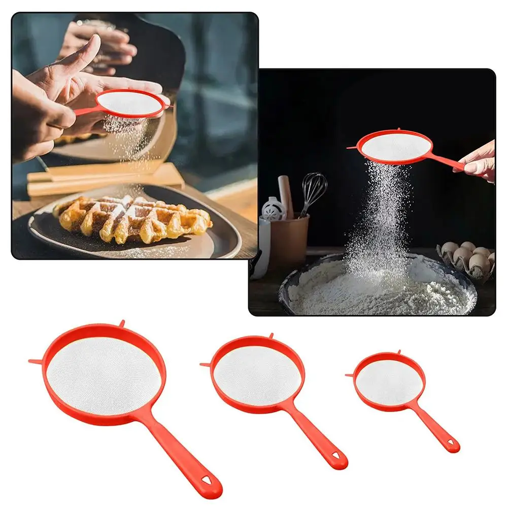 

3PCS Plastic Strainer Set Kitchen Filter Mesh For Home Kitche Soy Milk Juice Flour Plastic Handle Food Grade Safe Reusable Tools