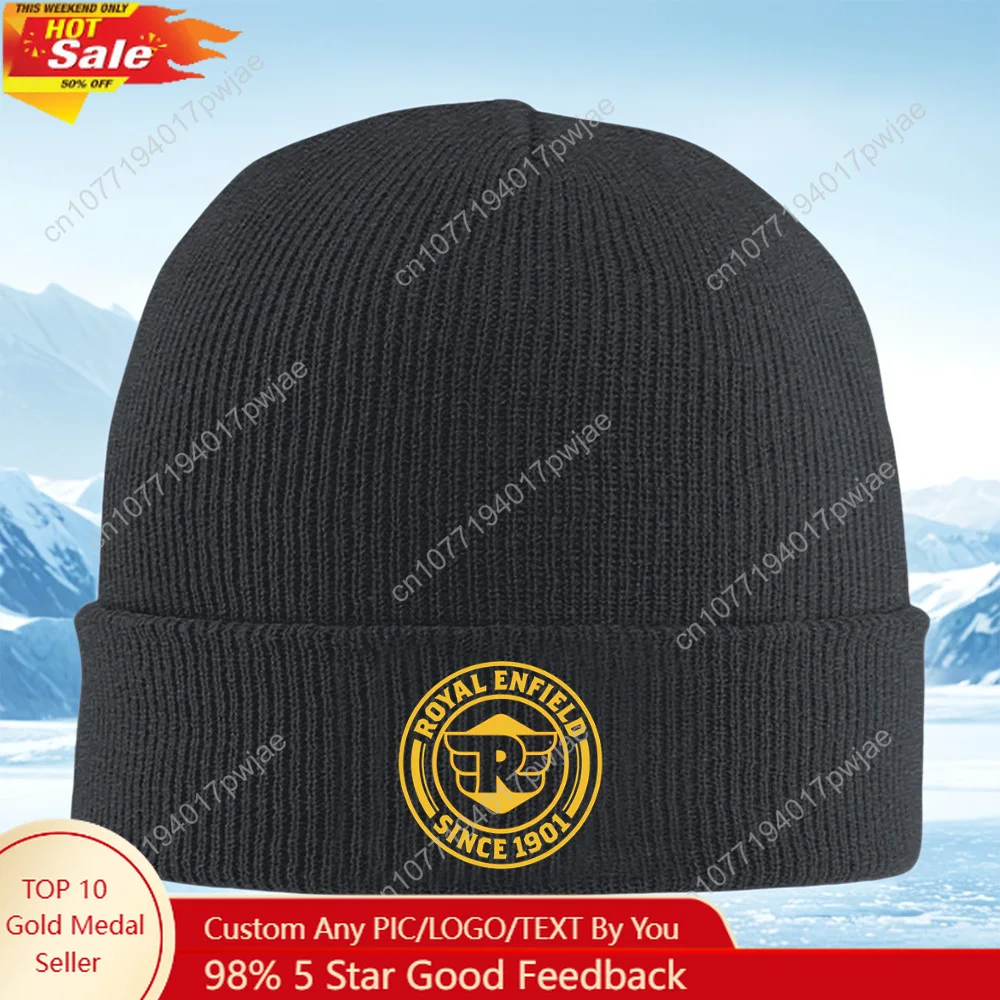 

Royal Enfield badge motorcycle company since 1901 Men Women Unisex Knitted Hat Beanie Pullover Cap Winter Thermal Warm Christmas